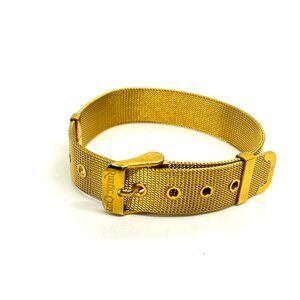RUSTIC CUFF GOLD MESH BUCKLE BRACELET ADJUSTABLE STAINLESS STEEL MODERN CHIC